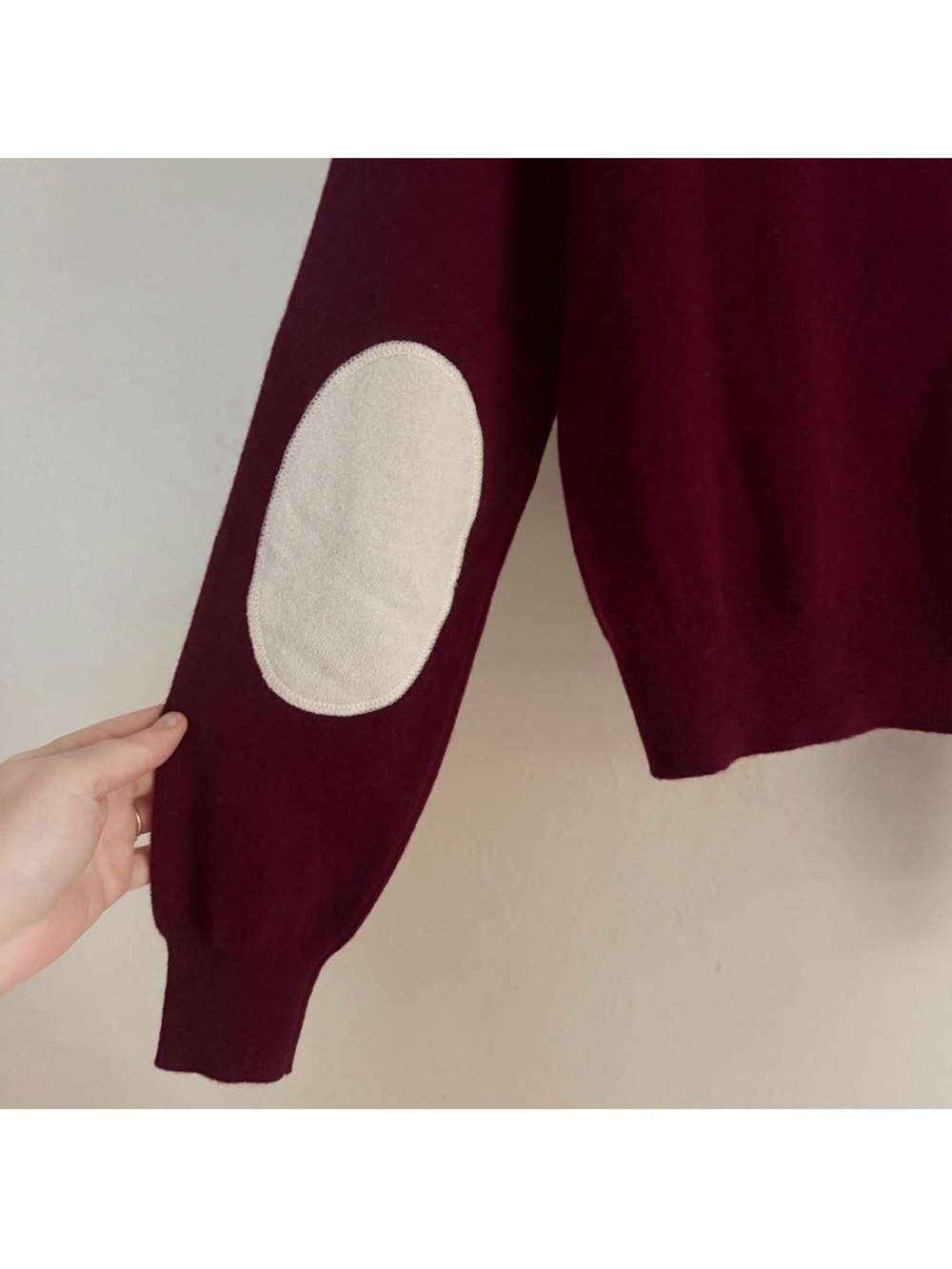🍷 NWT SLATER ZORN Maroon Cream Patch 100% Cashmere Cardigan Scotland Size M - Picture 3 of 10